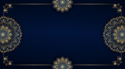 Blue background with golden mandala ornament