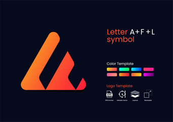 Letter A+F+L modern and minimal icon symbol vector