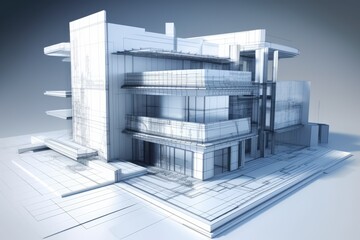 Wall Mural - modern building with a facade featuring numerous windows. generative ai