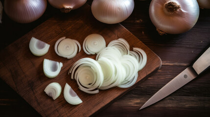 White Onions on a Wooden Table