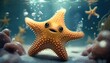 Starfish Underwater. Cute Character Design. Sea Star Generative AI