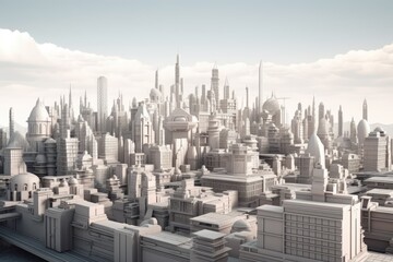 Sticker - futuristic city with towering skyscrapers and modern architecture. Generative AI