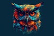 © andrenascimento - owl wearing sunglasses on a solid color background, vector art, digital art, faceted, minimal, abstract. Generative AI.