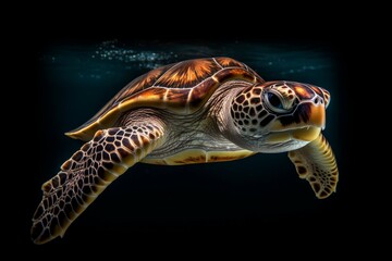 Underwater cute turtle. Generate Ai