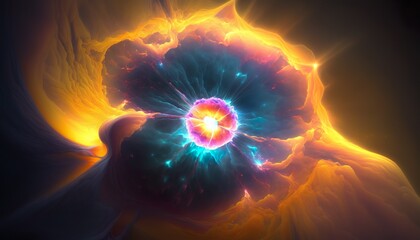 A neon supernova with a burst of light and color  Generative AI