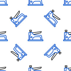 Wall Mural - Line Construction stapler icon isolated seamless pattern on white background. Working tool. Colorful outline concept. Vector