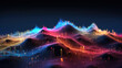 © Yeti Studio - Multicolor glowing data over abstract digital landscape. Based on Generative AI