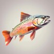 salmon on neutral background in low poly