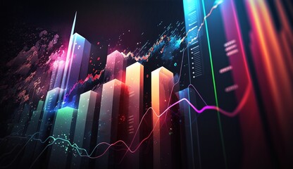 Generative AI, stock market chart lines, financial graph on technology abstract background represent financial crisis, financial meltdown. Technology concept, trading market concept.	
