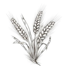 Hand drawn illustration of wheat. Isolated on white background. Created with generative AI.