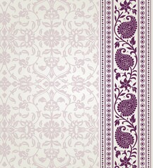 wedding card design, traditional paisley floral pattern , royal India	