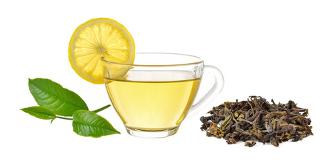 Wall Mural - glass of lemon tea on transparent png