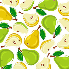 Wall Mural - Pears pattern background set. Collection icons pear. Vector