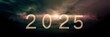 2025 Himmel voller Rauch und  Funken: Feuerwerk 2024 Silvester mit der Jahreszahl am Himmel. (Generative AI)