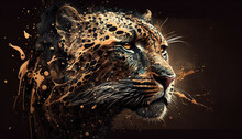 Leopard Animal Abstract Wallpaper. Contrast Background Panthera In Vivid Colors Generative Ai