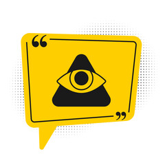 Poster - Black Masons symbol All-seeing eye of God icon isolated on white background. The eye of Providence in the triangle. Yellow speech bubble symbol. Vector