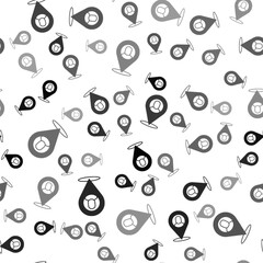 Canvas Print - Black Worker location icon isolated seamless pattern on white background. Vector