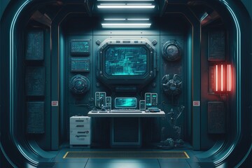 Wall Mural - abstract in futuristic interior architecture of spaceship with power generative technology. concept 