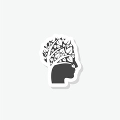 Poster - Plant in Human Head Silhouette Sticker Icon