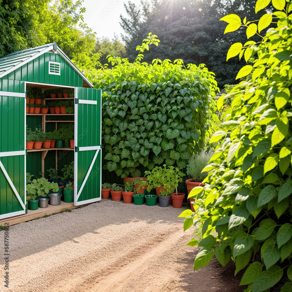 Kitchen Garden, Organized rows of herbs and vegetables, Garden shed or tool  rack in the background. idea, concept, inspiration. Generative AI Stock  Illustration | Adobe Stock, image size:1000x1000
