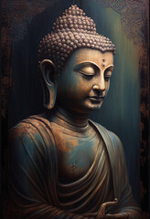 Wall Mural - Buddha statue, Oil Painting, Generative AI