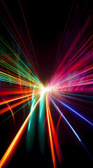 Poster - Speed motion blur blurred, dramatic colorchromatic laser light background mobile wallpaper. Generative ai.