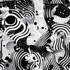 Abstract Face With Black And White Dots Seamless Background. Generative AI