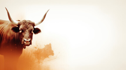 animal on the white Background a Bull generative ai