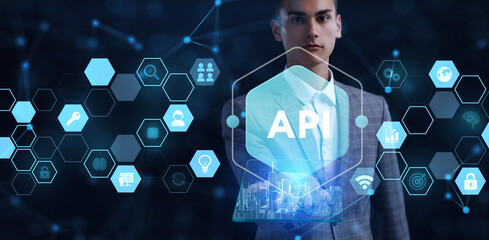 API - Application Programming Interface. Software development tool. Business, modern technology, internet and networking concept. 3d illustration