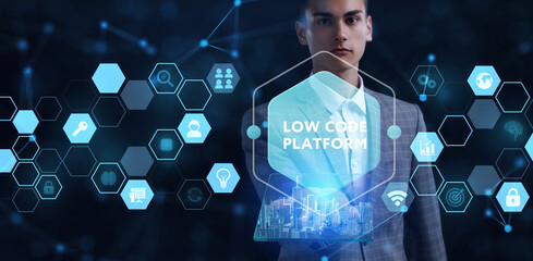 Low Code software development platform technology concept. 3d illustration