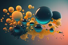Colorful Fluid Bubbles Abstract Background, Isomorphic Blobs And Spheres, 3d Liquid Style Art, Generative Ai