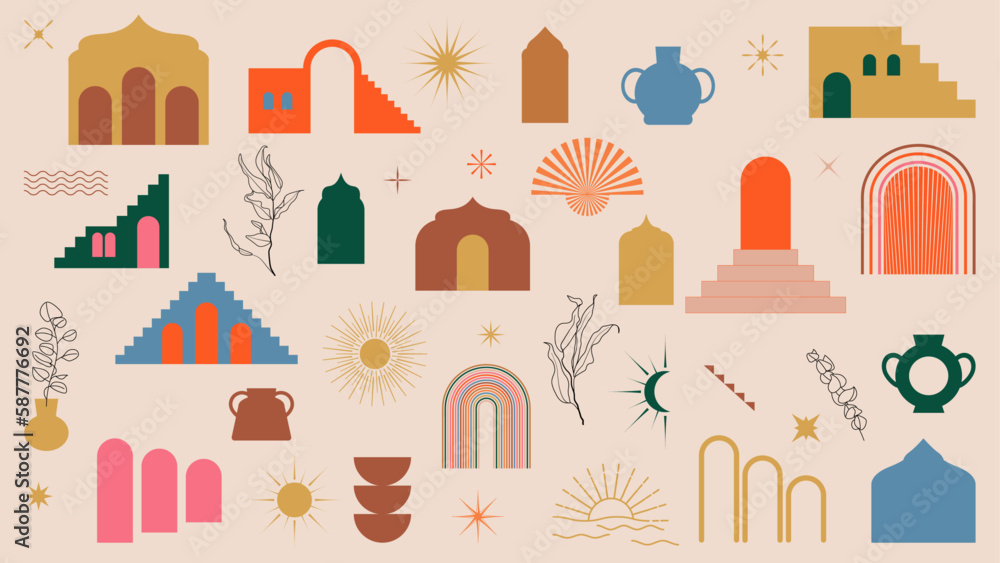 Vector set of design elements and illustrations in simple linear style ...