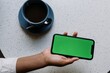iphone green screen with coffee