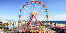 The Iconic Ferris Wheel In Santa Monica, United States, Offers A Memorable View Of The City. - Generative Ai
