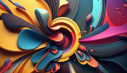 Aufkleber - Iridescent glossy, liquid metallic random shapes, modern concept background, Generative AI