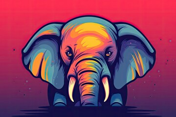 Sticker - colorful elephant with intricate designs on its face. Generative AI