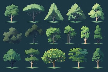 Sticker - diverse forest with a variety of trees. Generative AI