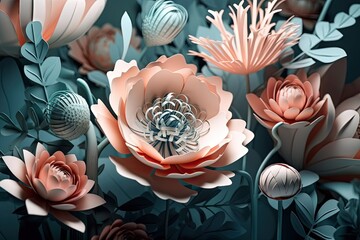 Wall Mural - colorful floral arrangement mounted on a wall. Generative AI