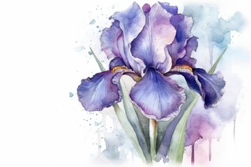 Canvas Print - beautiful purple flower painted in watercolor. Generative AI