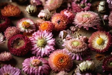 Canvas Print - colorful bouquet of flowers on a wooden table. Generative AI