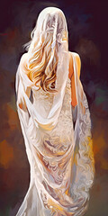 Sticker - white wedding dress beautiful women silhouette - by generative ai