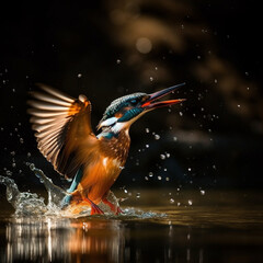 Wall Mural - Kingfisher in the Water