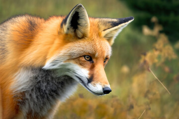 Wall Mural - red fox in the wild, red fox closeup in nature