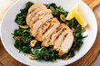Grilled chicken with sauteed spinach, healthy dinner idea