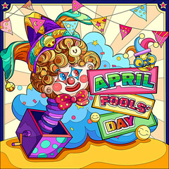 Canvas Print - April fools day illustration, clown