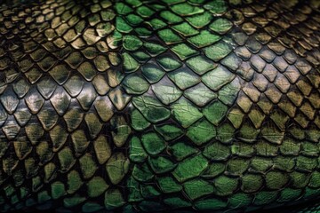 Poster - detailed close up of a green snake skin texture. Generative AI