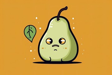 Poster - melancholic pear and a leaf. Generative AI