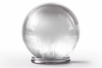 clear glass ball on a silver stand isolated on a white background. Generative AI