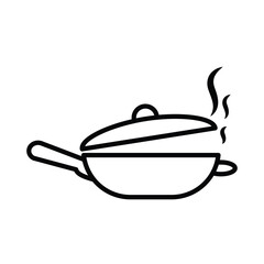 frying pan, icon, line, vector, illustration, desing, logo, teplate, flat,style