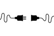 Electric wire Plug and Socket unplugged icon on transparent background.